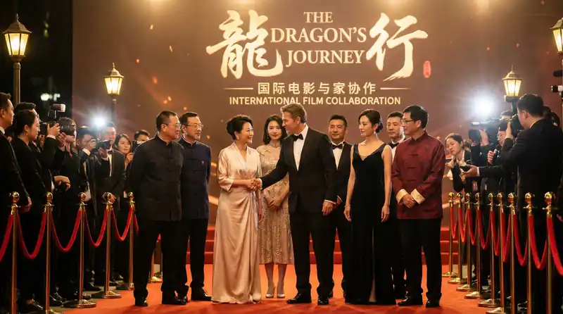 抖阴国际电影首映红毯活动，中外影星盛装出席合影留念